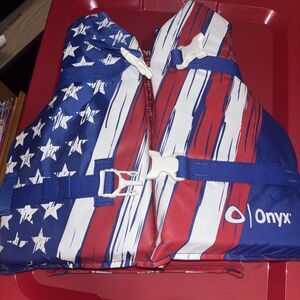 Onyx Red White Blue Flag Youth Life Jacket Vest 55 To 88 Lbs US CG Apprvd